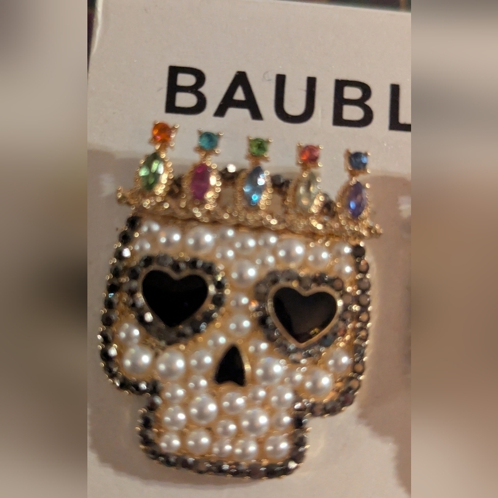 NWOT Baublebar Sugar Skull Stud Earrings - Picture 3 of 3